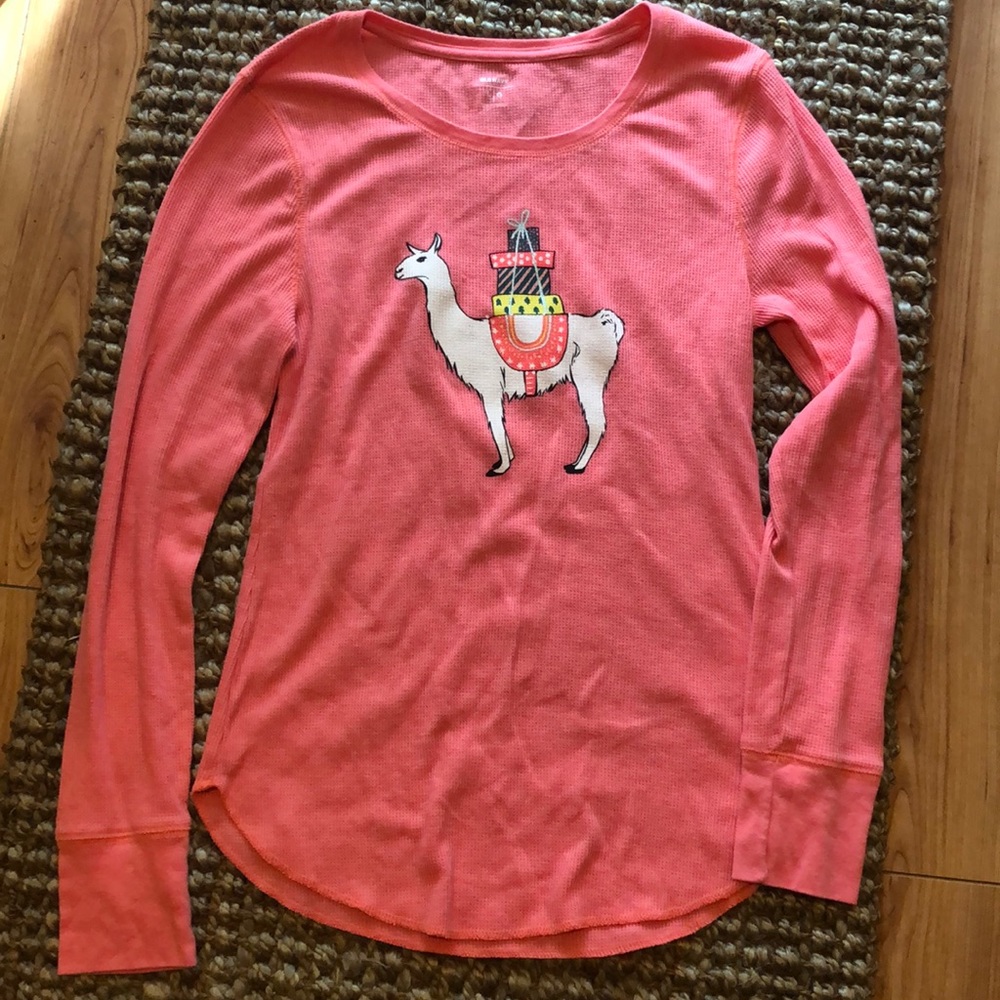 Old Navy thermal (PJ) shirt with llama